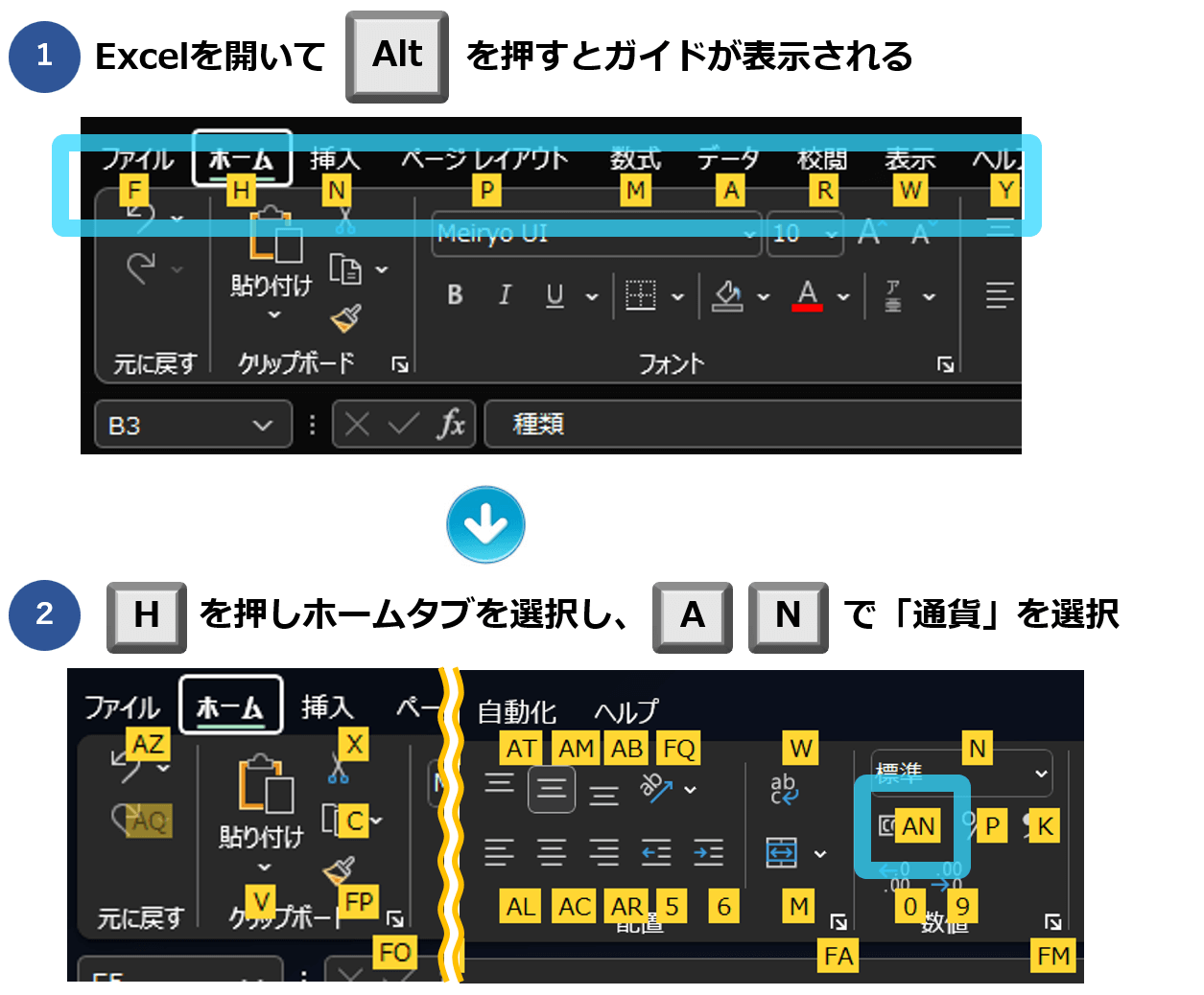 Excelで円マーク（￥）表記にするショートカット②